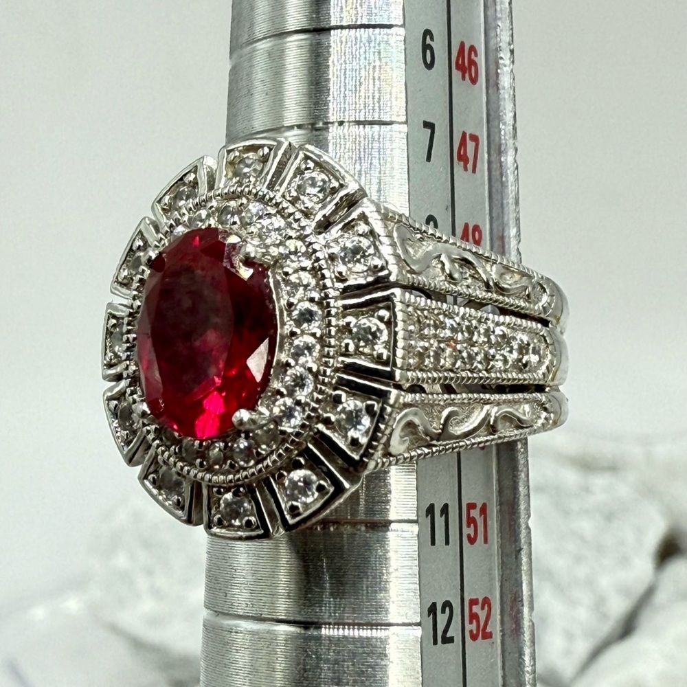 Vanna K for Bella Luce 2.80ct Ruby & Zirconia Halo Ring Sterling Silver Sz 5 - Picture 14 of 17